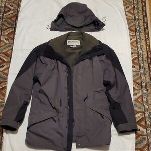 Columbia Men's Gray & Black Double Whammy Parka Removable Hood & Liner